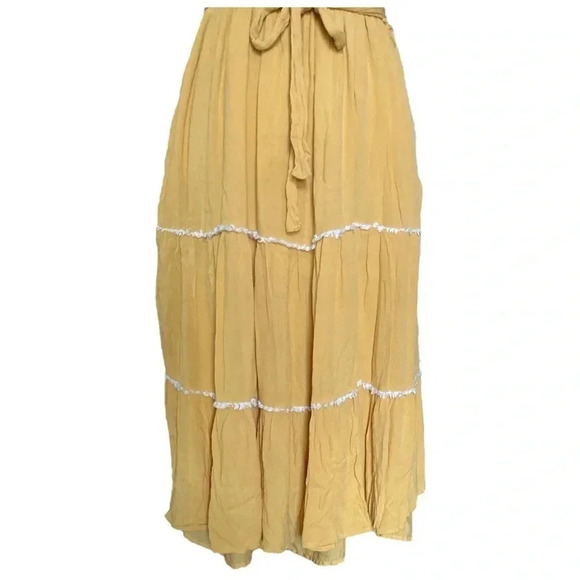 JOIE | Revolve Goldenrod Yellow Embroidered Tiered Boho
Maxi Dress Size 12 - Picture 10 of 14